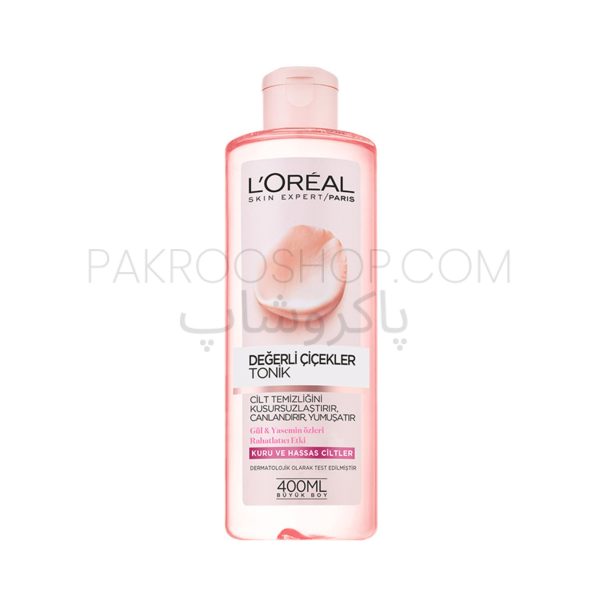 تونر پاک کننده و نرم کننده پوست های نرمال و مختلط لورال Loreal Lotus & Rose Toner Normal & Combination Skin 400ml
