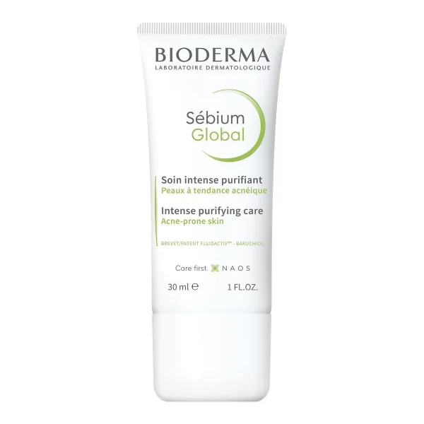 کرم سبیوم گلوبال بایودرما مناسب پوست های چرب و جوش دار Bioderma Sebium Global Intensive Purifying Care