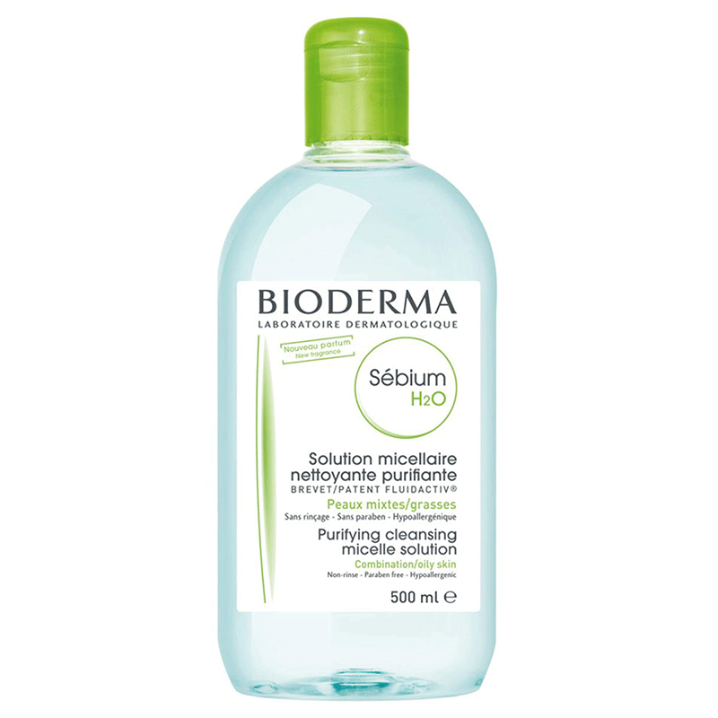 محلول پاک کننده آرایش میسلار واتر بایودرما مناسب پوست مختلط و چرب Bioderma Sebium H2O Make-Up Remover 500ml