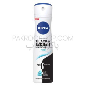 اسپری بدن زنانه نیوآ black & white invisible fresh ابی